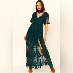 Shyanne Women’s Floral Lace Split Maxi Dress Size XXL Cowgirl Western Festival